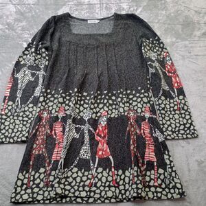 Adore Sweater Tunic Dress Rapid City European 90s Retro Pleated Sz L Knit Soft